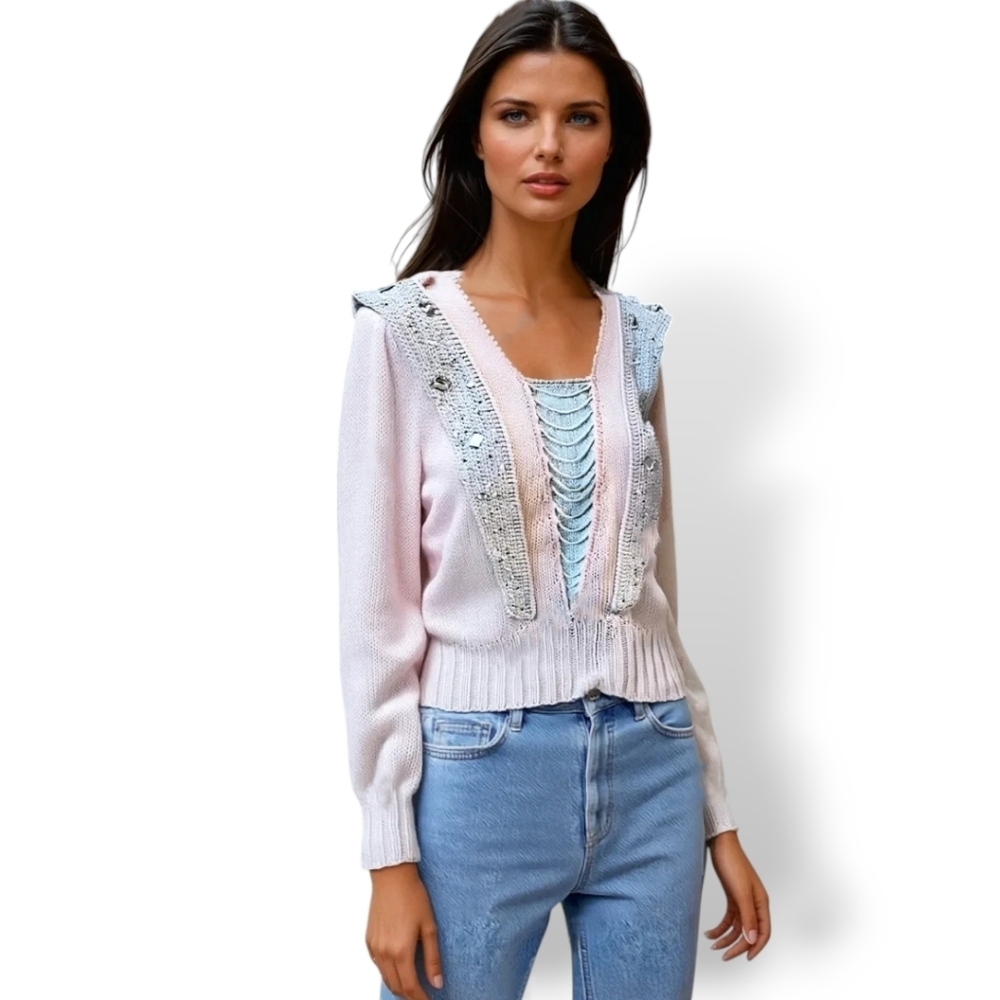1980s Coquette Pink Angora Rabbit Sweater